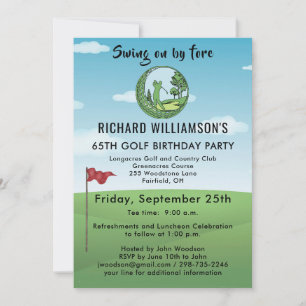 65TH (any age) GOLF WITH TEE TIME BIRTHDAY PARTY Invitation
