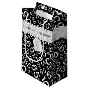 65th Biirthday Random Number Pattern Black/White Small Gift Bag