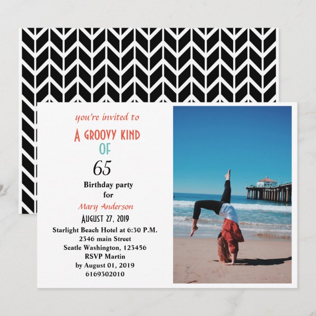 65th birthday A groovy kind of 65 birthday Invitat Invitation (Front/Back)