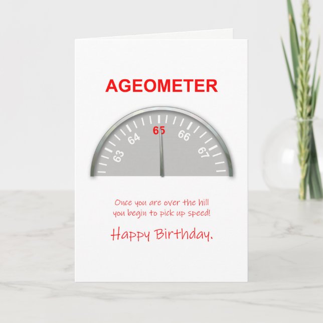 65th Birthday, Ageometer Reading Card (Front)