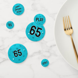 65th Birthday Aqua Blue Pickleball Confetti