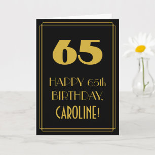 65th Birthday – Art Deco Inspired Look "65" & Name Card