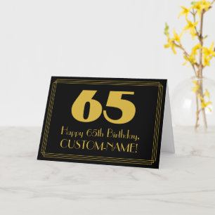 65th Birthday: Art Deco Inspired Look "65" & Name Card