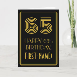 65th Birthday: Art Deco Inspired Look "65" & Name Card