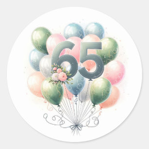 65th birthday balloons stickers