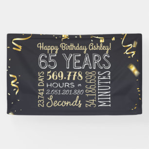 65th Birthday Banner - 65 Years in Hours & Seconds