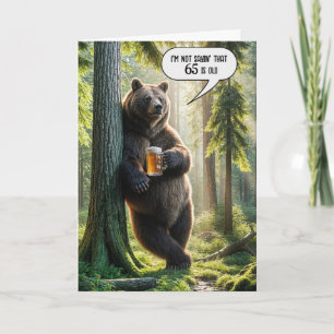 65th Birthday Bear With Beer Mug Card