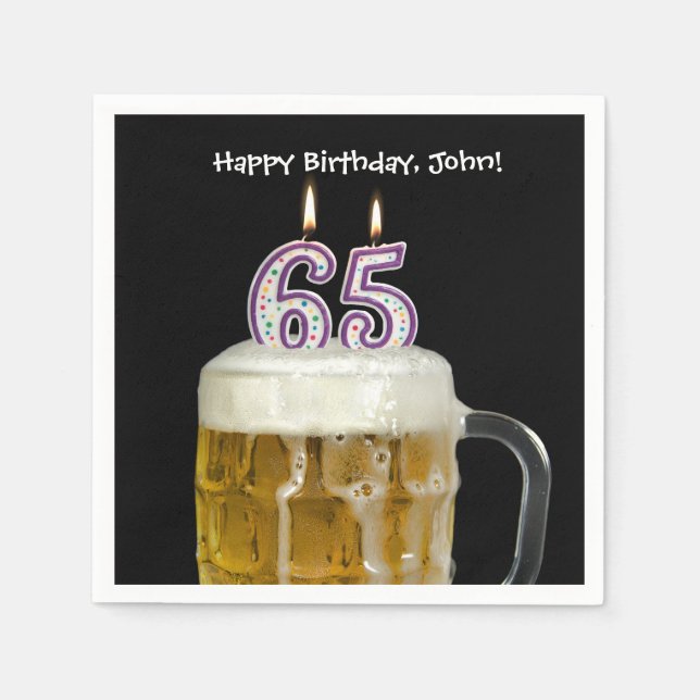 65th birthday beer napkin (Front)