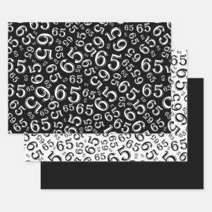 65th Birthday Black & White Number Pattern 65 Wrapping Paper Sheet