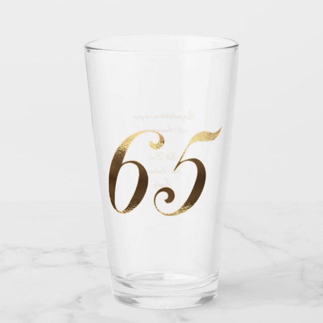 65th Birthday Blue Sapphire Wedding Anniversary Glass (Front)