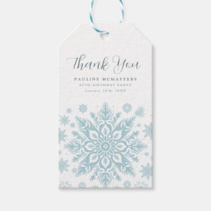 65th Birthday Blue Snowflake Thank You Favour Gift Tags
