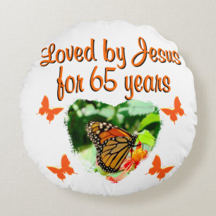 65TH BIRTHDAY BUTTERFLY ROUND CUSHION