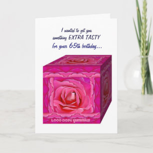 65th BIrthday Card - Rose Gift Box - FUNNY