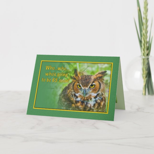 65th Birthday Card with Great Horned Owl (Front)