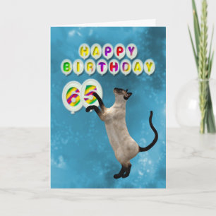 65th Birthday card with siamese cats
