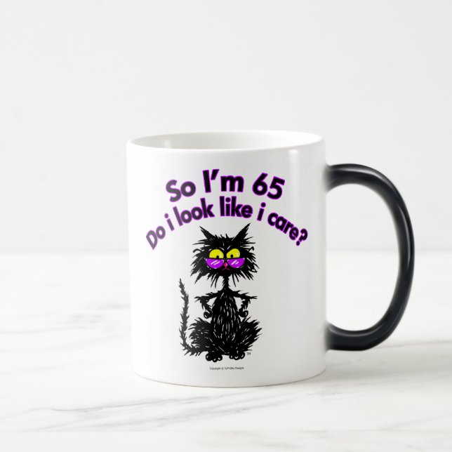65th Birthday Cat Gifts Magic Mug (Right)
