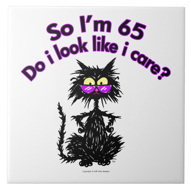 65th Birthday Cat Tile (Front)