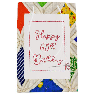 65th Birthday Cathedral Window Quilt Medium Gift Bag