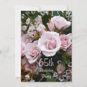 65th Birthday Celebration-Pink Roses Invitation