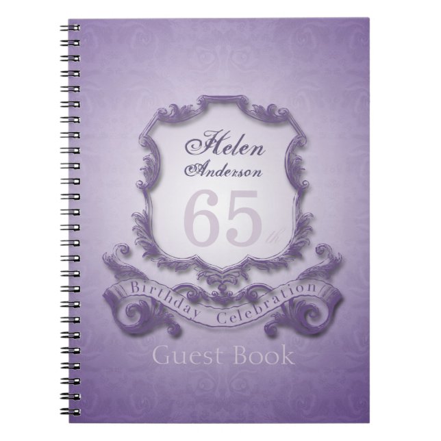 65th Birthday Celebration Vintage Frame Guest Book (Front)