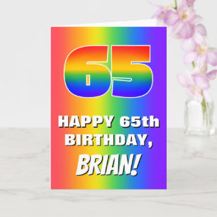 65th Birthday: Colourful, Fun Rainbow Pattern # 65 Card