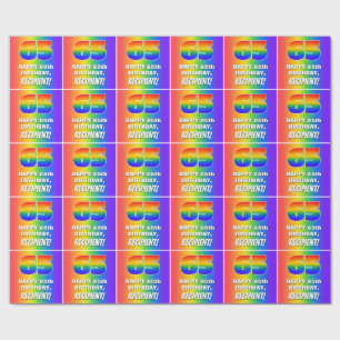 65th Birthday: Colourful, Fun Rainbow Pattern # 65 Wrapping Paper
