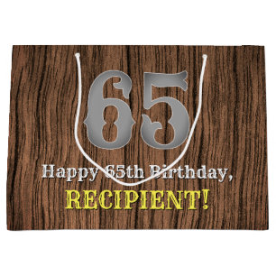 65th Birthday: Country Western Inspired Look, Name Large Gift Bag
