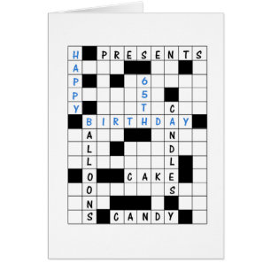 65th Birthday, Crossword Puzzle Birthday Card