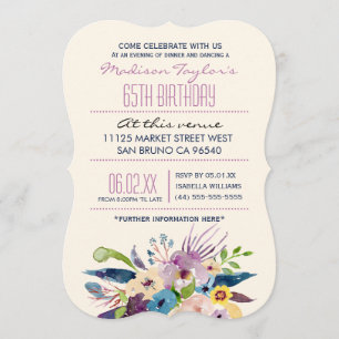 65th Birthday Elegant Bouquet Invitation