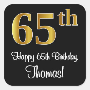 65th Birthday – Elegant Luxurious Faux Gold Look # Square Sticker
