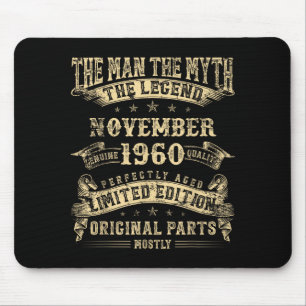 65th Birthday For Men Mythology Of November 1960  Mouse Mat