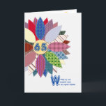 65th birthday for sister, stitched flower card<br><div class="desc">65th birthday card for sister. A wonderful card for a friend who. Send you birthday greetings with this beautiful kilted flower. Each petal is a different pattern with white stitching. Your kilting friend will love this card. A nice inside complete this card to say to your sister 'happy 65th birthday'....</div>