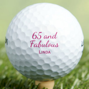 65th Birthday Friend Gift - Pink 65 and Fabulous Golf Balls