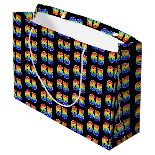 65th Birthday: Fun Rainbow Event Number 65 Pattern Large Gift Bag