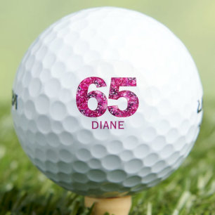 65th Birthday Gift for Friend – Pink Floral 65 Golf Balls