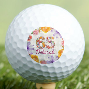 65th Birthday Gift for Mum Elegant Floral Custom Golf Balls
