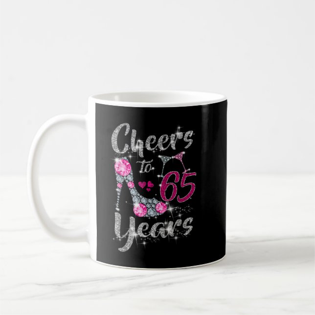 65th Birthday Gifts Cheers To 65 Year Old Wine hig Coffee Mug (Left)