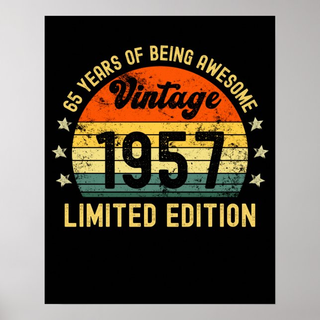 65th birthday gifts vintage 1957 limited edition poster (Front)