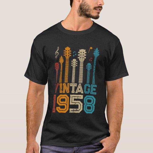 65th Birthday Gifts Vintage 1958 Tee Guitarist Gui (Front)