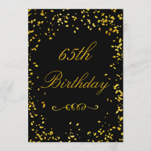 65th Birthday Glamourous Gold Confetti Invitation