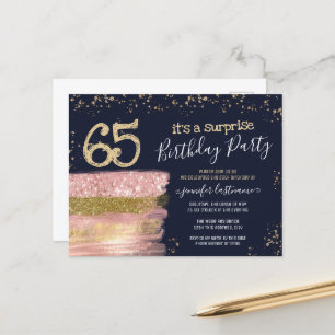 65th Birthday Glitter Cake Surprise Party Postcard