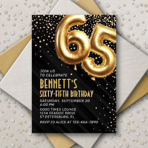 65th Birthday Gold Black Invitation