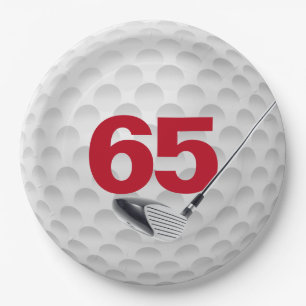 65th Birthday Golf Ball Design Paper Plate