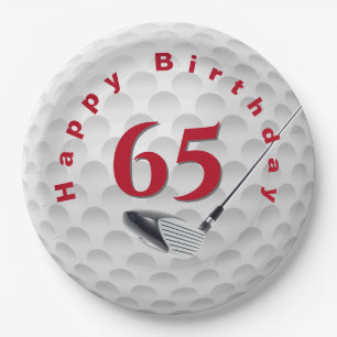 65th Birthday Golf Ball Design Paper Plate