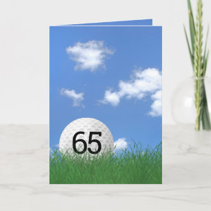 65th birthday, golf ball in grass card