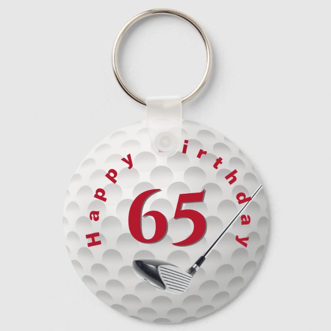 65th Birthday Golf Ball Key Ring (Front)