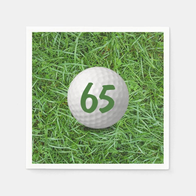 65th Birthday Golf Ball on Grass  Napkins (Front)