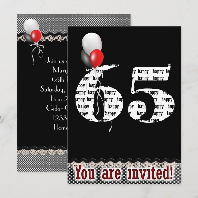 65th Birthday Invitation (Front/Back)