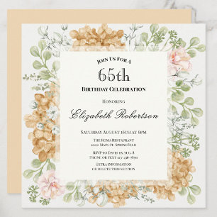 65th Birthday Invitation in Elegant Autumn Colors