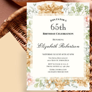 65th Birthday Invitation in Elegant Autumn Colours